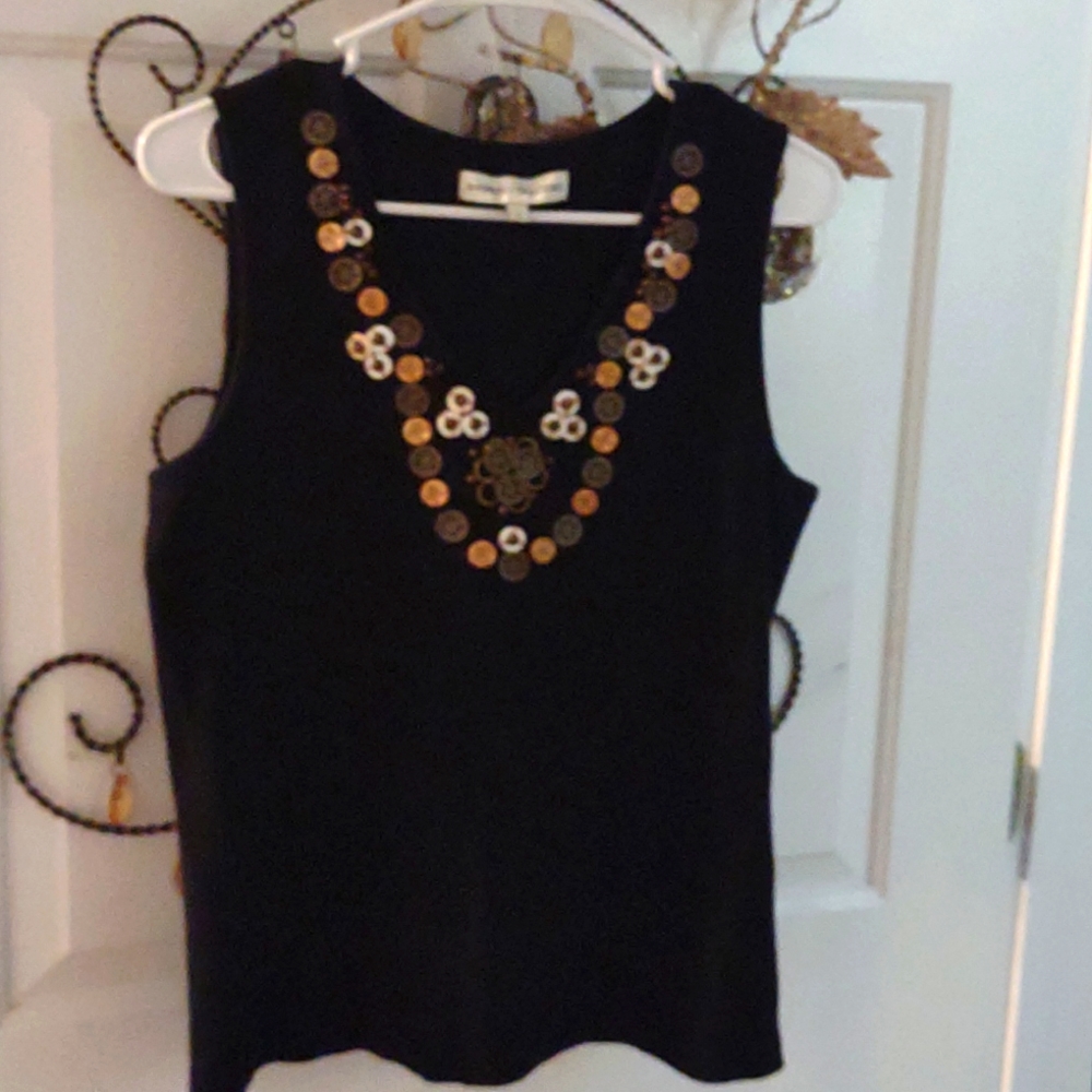 Black Embellished Knit ~No Sleeves Shell * was on a trip & lost the sweater